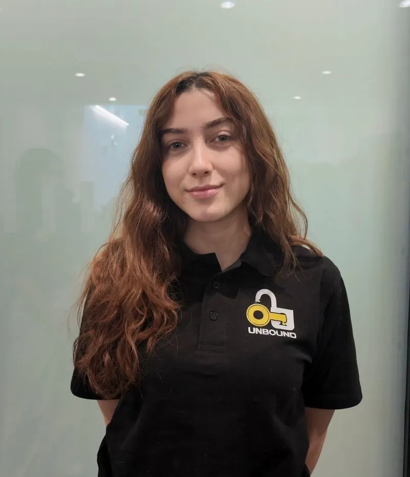 Brown hair young lady volunteer